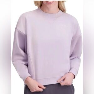 DKNY Sport Women's Crewneck Long Sleeves Fleece Logo Sweatshirt, Purple, Size S